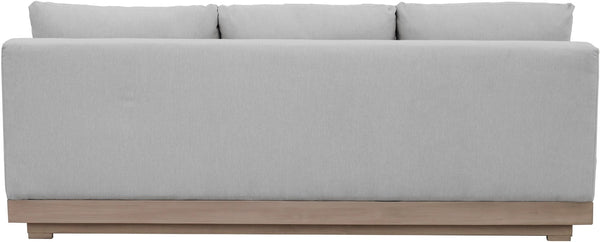 Meridian Furniture Solace Modular Outdoor Patio Sofa with Acacia Wood Frame and Weather Resistant Cushions Grey 33026Grey-S