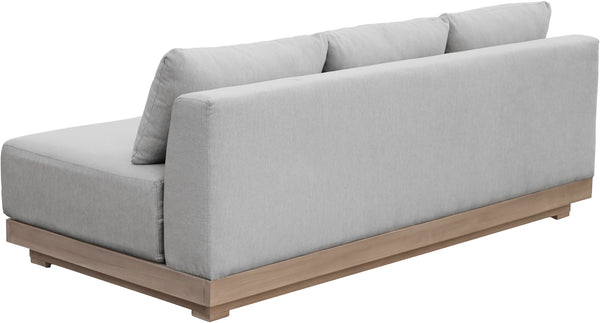 Meridian Furniture Solace Modular Outdoor Patio Sofa with Acacia Wood Frame and Weather Resistant Cushions Grey 33026Grey-S