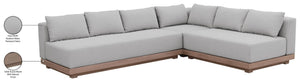Meridian Furniture Solace Three Piece Outdoor Modular Sectional with Acacia Frame and Olefin Cushions 33026Grey-Sec3A