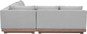 Meridian Furniture Solace Three Piece Outdoor Modular Sectional with Acacia Frame and Olefin Cushions 33026Grey-Sec3A