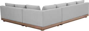 Meridian Furniture Solace Three Piece Outdoor Modular Sectional with Acacia Frame and Olefin Cushions 33026Grey-Sec3A