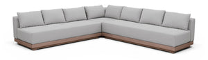 Meridian Furniture Solace Outdoor Modular Sectional Acacia Frame Grey Olefin Patio Seating Set 33026Grey-Sec3B