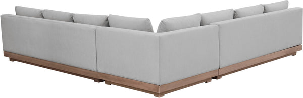 Meridian Furniture Solace Outdoor Modular Sectional Acacia Frame Grey Olefin Patio Seating Set 33026Grey-Sec3B