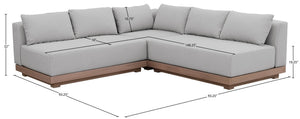Meridian Furniture Solace Outdoor Modular Sectional Acacia Frame with Olefin Performance Fabric Cushions 33026Grey-Sec3C