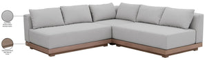 Meridian Furniture Solace Outdoor Modular Sectional Acacia Frame with Olefin Performance Fabric Cushions 33026Grey-Sec3C