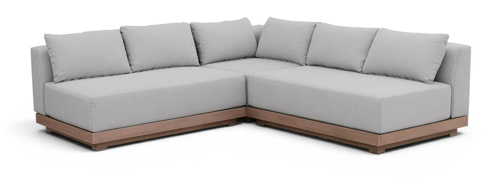 Meridian Furniture Solace Outdoor Modular Sectional Acacia Frame with Olefin Performance Fabric Cushions 33026Grey-Sec3C