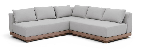 Meridian Furniture Solace Outdoor Modular Sectional Acacia Frame with Olefin Performance Fabric Cushions 33026Grey-Sec3C