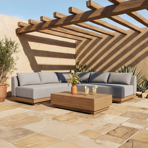Meridian Furniture Solace Outdoor Modular Sectional Acacia Frame with Olefin Performance Fabric Cushions 33026Grey-Sec3C