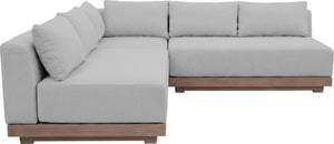 Meridian Furniture Solace Outdoor Modular Sectional Acacia Frame with Olefin Performance Fabric Cushions 33026Grey-Sec3C