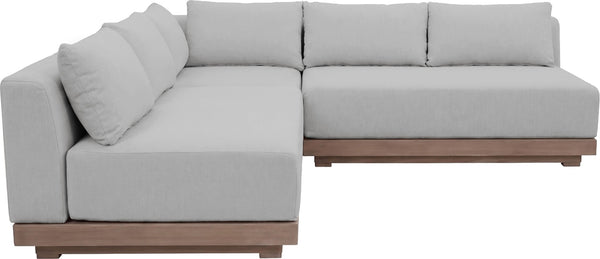 Meridian Furniture Solace Outdoor Modular Sectional Acacia Frame with Olefin Performance Fabric Cushions 33026Grey-Sec3C
