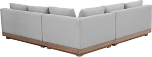 Meridian Furniture Solace Outdoor Modular Sectional Acacia Frame with Olefin Performance Fabric Cushions 33026Grey-Sec3C
