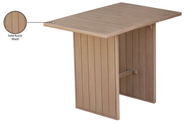 Meridian Furniture Solace Solid Acacia Outdoor Bar Table with Thermowood Treatment for Patio Gatherings 33027-BT