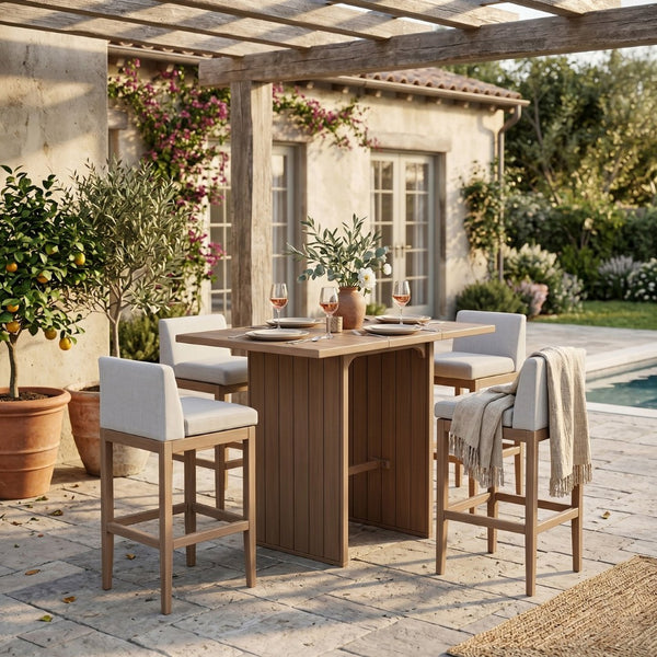 Meridian Furniture Solace Solid Acacia Outdoor Bar Table with Thermowood Treatment for Patio Gatherings 33027-BT
