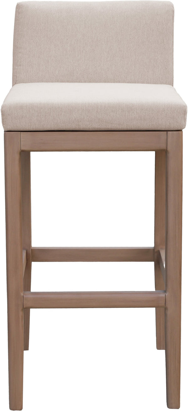Meridian Furniture Solace Acacia Wood Outdoor Bar Stool with Olefin Cushion for Patio Dining and Kitchen Use Beige 33027Beige-C