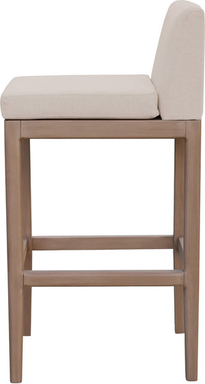 Meridian Furniture Solace Acacia Wood Outdoor Bar Stool with Olefin Cushion for Patio Dining and Kitchen Use Beige 33027Beige-C