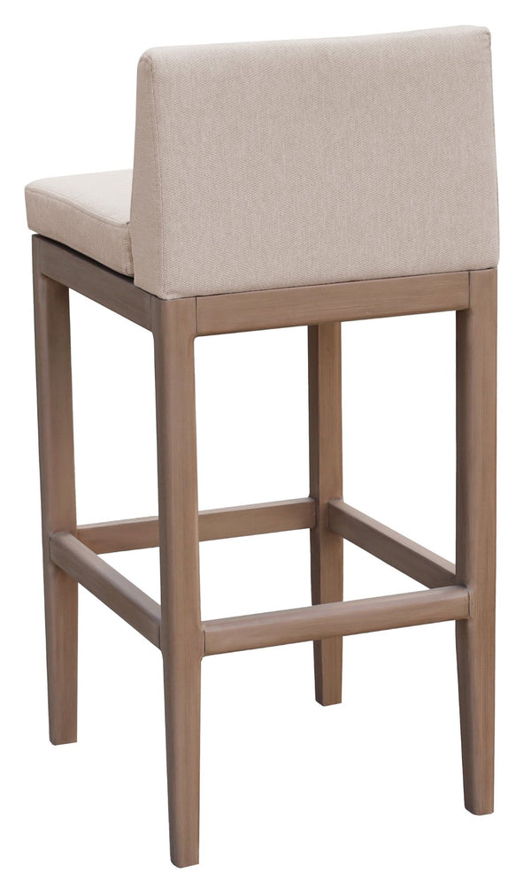 Meridian Furniture Solace Acacia Wood Outdoor Bar Stool with Olefin Cushion for Patio Dining and Kitchen Use Beige 33027Beige-C