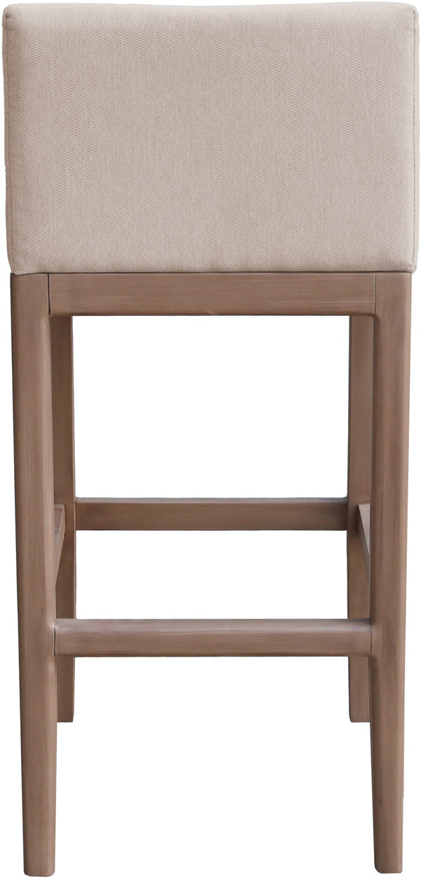 Meridian Furniture Solace Acacia Wood Outdoor Bar Stool with Olefin Cushion for Patio Dining and Kitchen Use Beige 33027Beige-C