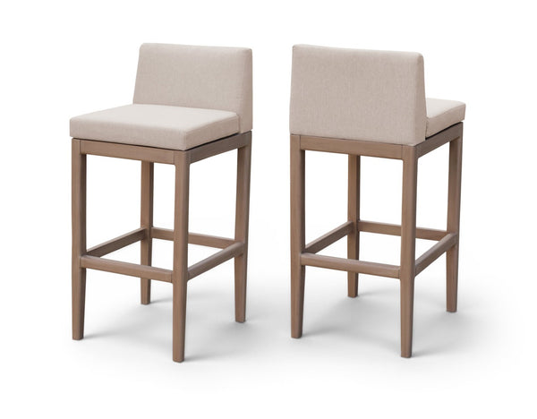 Meridian Furniture Solace Acacia Wood Outdoor Bar Stool with Olefin Cushion for Patio Dining and Kitchen Use Beige 33027Beige-C