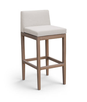 Meridian Furniture Solace Acacia Wood Outdoor Bar Stool with Olefin Cushion for Patio Dining and Kitchen Use Cream 33027Cream-C