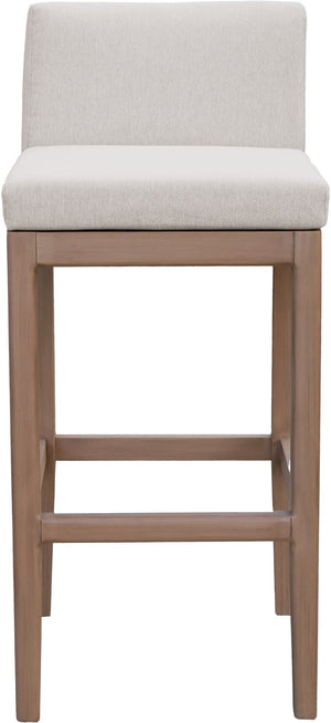 Meridian Furniture Solace Acacia Wood Outdoor Bar Stool with Olefin Cushion for Patio Dining and Kitchen Use Cream 33027Cream-C