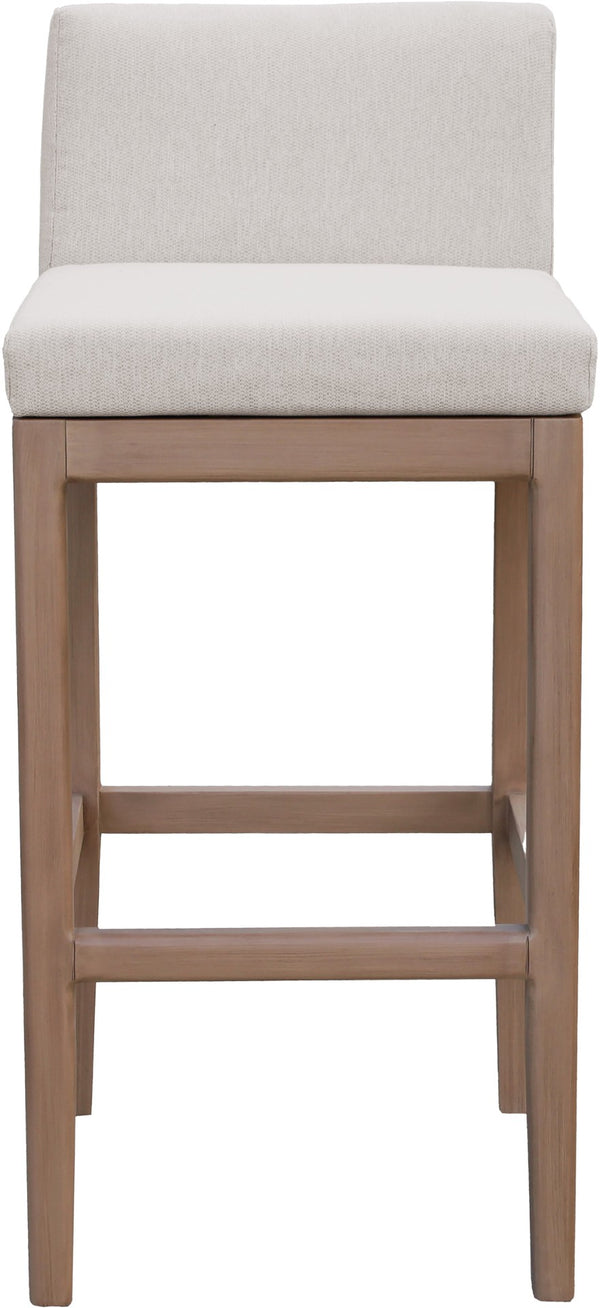 Meridian Furniture Solace Acacia Wood Outdoor Bar Stool with Olefin Cushion for Patio Dining and Kitchen Use Cream 33027Cream-C