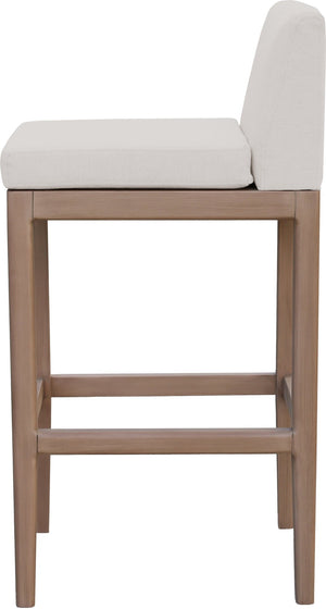 Meridian Furniture Solace Acacia Wood Outdoor Bar Stool with Olefin Cushion for Patio Dining and Kitchen Use Cream 33027Cream-C