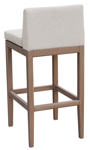 Meridian Furniture Solace Acacia Wood Outdoor Bar Stool with Olefin Cushion for Patio Dining and Kitchen Use Cream 33027Cream-C