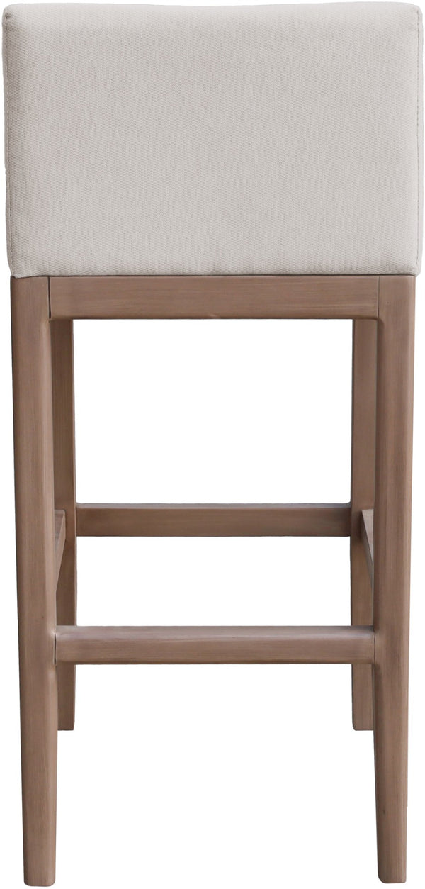 Meridian Furniture Solace Acacia Wood Outdoor Bar Stool with Olefin Cushion for Patio Dining and Kitchen Use Cream 33027Cream-C