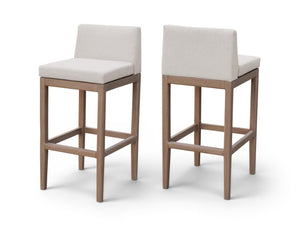 Meridian Furniture Solace Acacia Wood Outdoor Bar Stool with Olefin Cushion for Patio Dining and Kitchen Use Cream 33027Cream-C