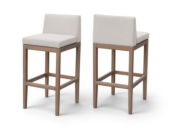 Meridian Furniture Solace Acacia Wood Outdoor Bar Stool with Olefin Cushion for Patio Dining and Kitchen Use Cream 33027Cream-C