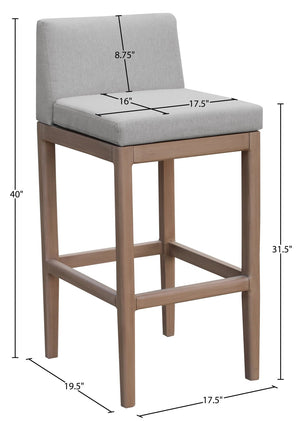 Meridian Furniture Solace Acacia Wood Outdoor Bar Stool with Olefin Cushion for Patio Dining and Kitchen Use Grey 33027Grey-C