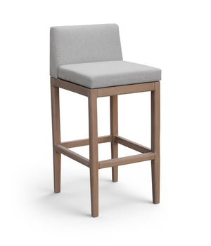 Meridian Furniture Solace Acacia Wood Outdoor Bar Stool with Olefin Cushion for Patio Dining and Kitchen Use Grey 33027Grey-C