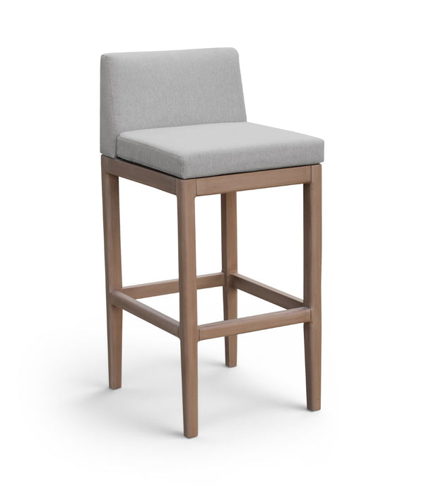 Meridian Furniture Solace Acacia Wood Outdoor Bar Stool with Olefin Cushion for Patio Dining and Kitchen Use Grey 33027Grey-C