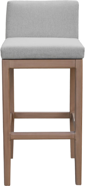 Meridian Furniture Solace Acacia Wood Outdoor Bar Stool with Olefin Cushion for Patio Dining and Kitchen Use Grey 33027Grey-C