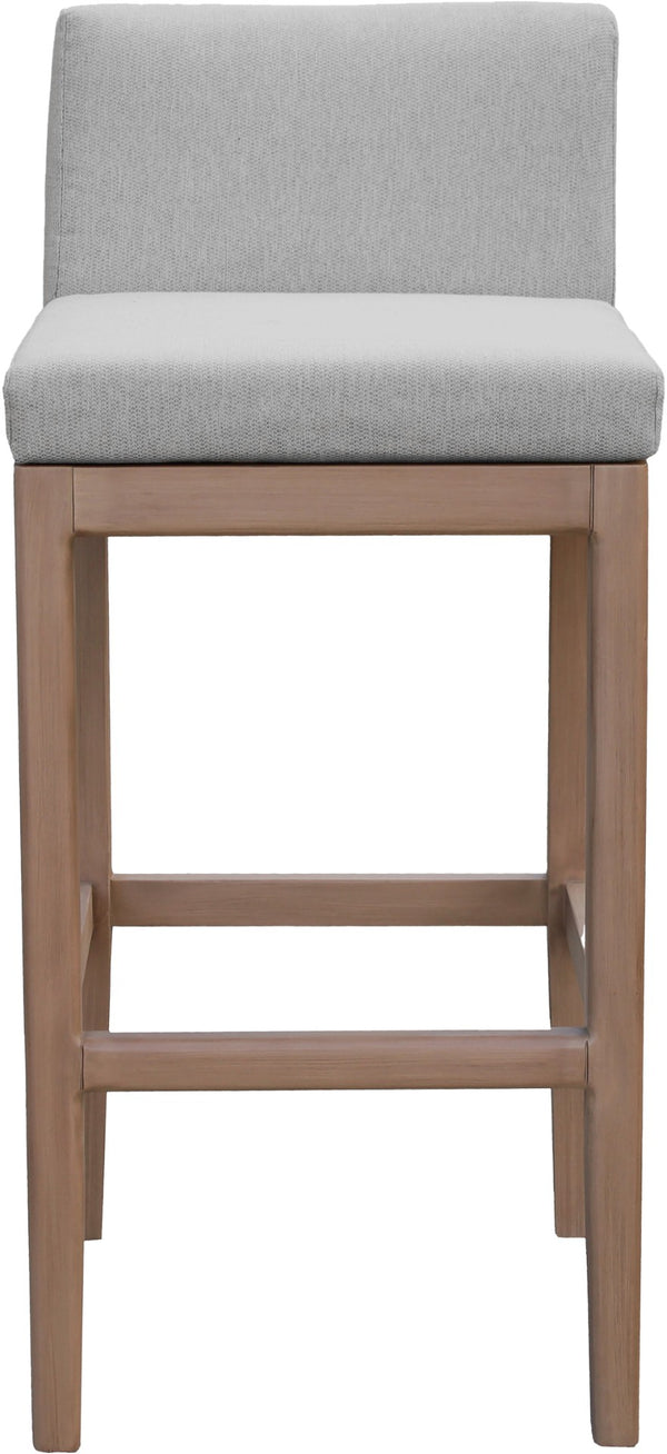 Meridian Furniture Solace Acacia Wood Outdoor Bar Stool with Olefin Cushion for Patio Dining and Kitchen Use Grey 33027Grey-C
