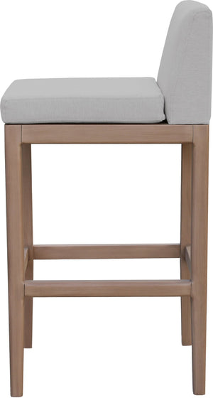 Meridian Furniture Solace Acacia Wood Outdoor Bar Stool with Olefin Cushion for Patio Dining and Kitchen Use Grey 33027Grey-C