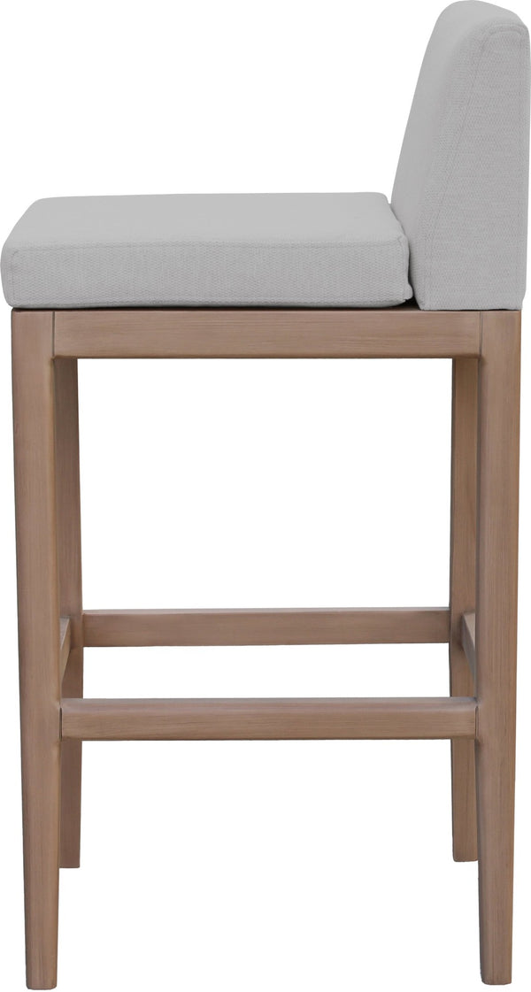 Meridian Furniture Solace Acacia Wood Outdoor Bar Stool with Olefin Cushion for Patio Dining and Kitchen Use Grey 33027Grey-C