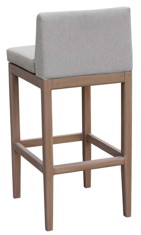 Meridian Furniture Solace Acacia Wood Outdoor Bar Stool with Olefin Cushion for Patio Dining and Kitchen Use Grey 33027Grey-C