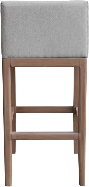 Meridian Furniture Solace Acacia Wood Outdoor Bar Stool with Olefin Cushion for Patio Dining and Kitchen Use Grey 33027Grey-C