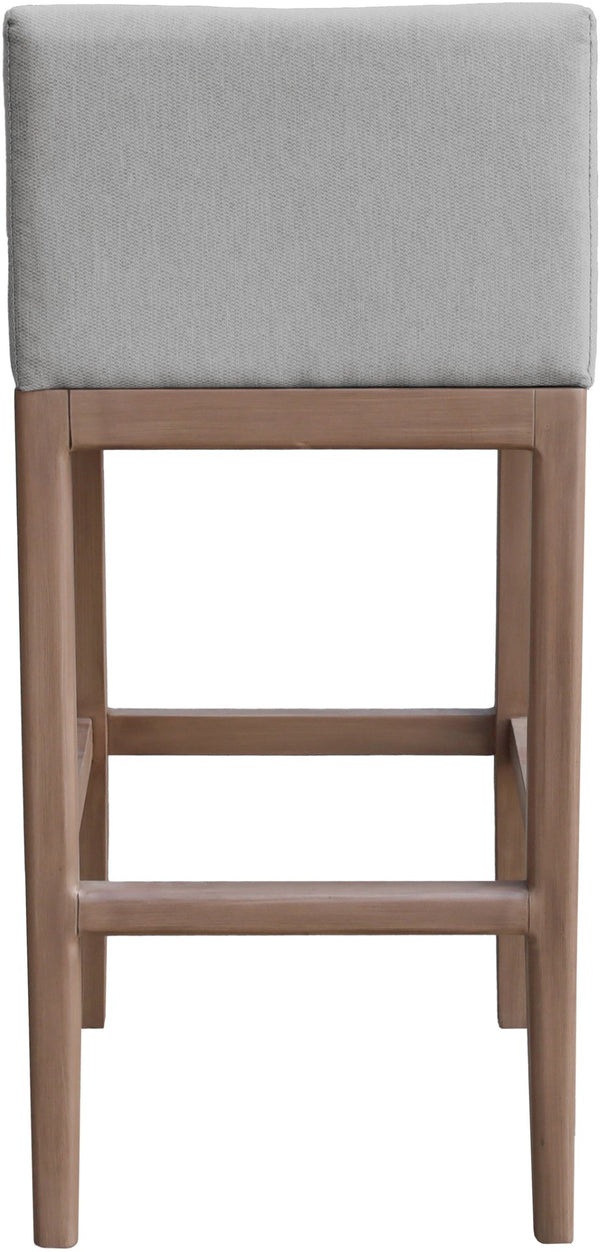 Meridian Furniture Solace Acacia Wood Outdoor Bar Stool with Olefin Cushion for Patio Dining and Kitchen Use Grey 33027Grey-C