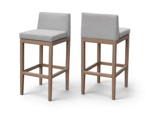 Meridian Furniture Solace Acacia Wood Outdoor Bar Stool with Olefin Cushion for Patio Dining and Kitchen Use Grey 33027Grey-C