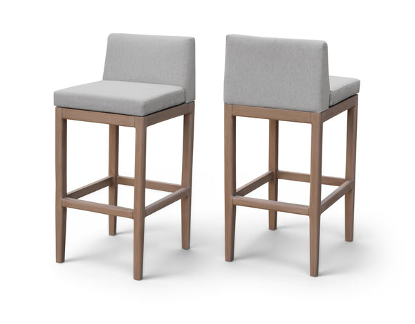 Meridian Furniture Solace Acacia Wood Outdoor Bar Stool with Olefin Cushion for Patio Dining and Kitchen Use Grey 33027Grey-C