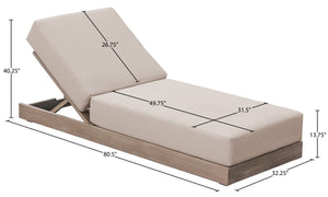 Meridian Furniture Solace Acacia Wood Outdoor Lounge Chair with Weather Resistant Olefin Cushions for Patio Rest Beige 33028Beige