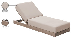 Meridian Furniture Solace Acacia Wood Outdoor Lounge Chair with Weather Resistant Olefin Cushions for Patio Rest Beige 33028Beige