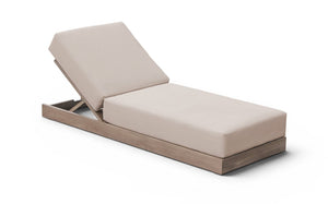 Meridian Furniture Solace Acacia Wood Outdoor Lounge Chair with Weather Resistant Olefin Cushions for Patio Rest Beige 33028Beige