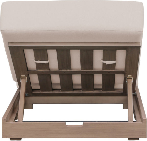 Meridian Furniture Solace Acacia Wood Outdoor Lounge Chair with Weather Resistant Olefin Cushions for Patio Rest Beige 33028Beige