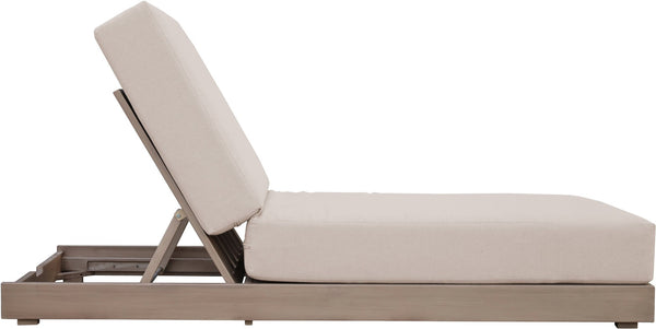Meridian Furniture Solace Acacia Wood Outdoor Lounge Chair with Weather Resistant Olefin Cushions for Patio Rest Beige 33028Beige
