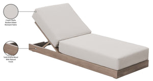 Meridian Furniture Solace Acacia Wood Outdoor Lounge Chair with Weather Resistant Olefin Cushions for Patio Rest Cream 33028Cream