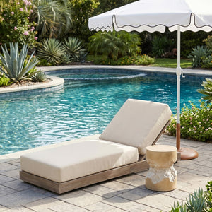 Meridian Furniture Solace Acacia Wood Outdoor Lounge Chair with Weather Resistant Olefin Cushions for Patio Rest Cream 33028Cream
