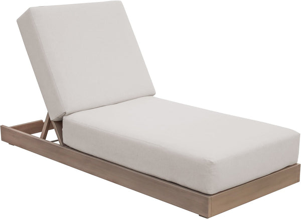 Meridian Furniture Solace Acacia Wood Outdoor Lounge Chair with Weather Resistant Olefin Cushions for Patio Rest Cream 33028Cream